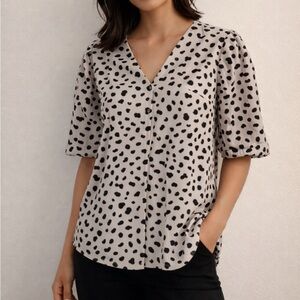Melloday Animal Print Short Sleeve Top